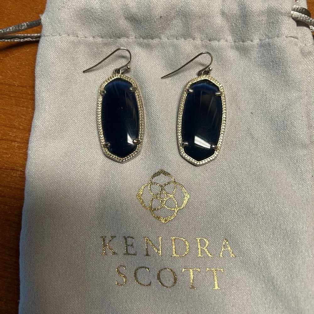 Kendra Scott Navy and Gold Drop Earrings - Picture 3 of 4